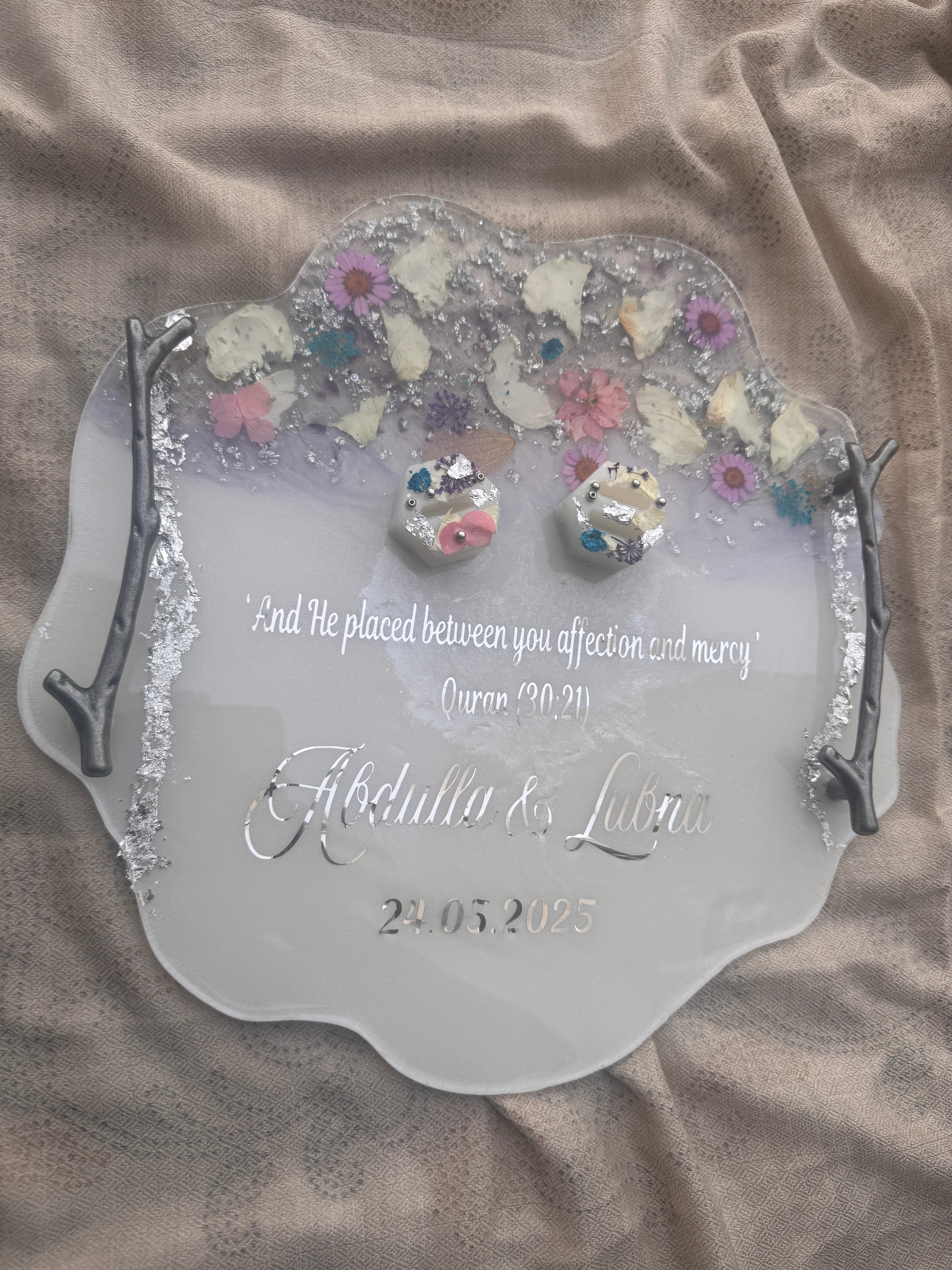 Engagement/Wedding Tray with ring holders