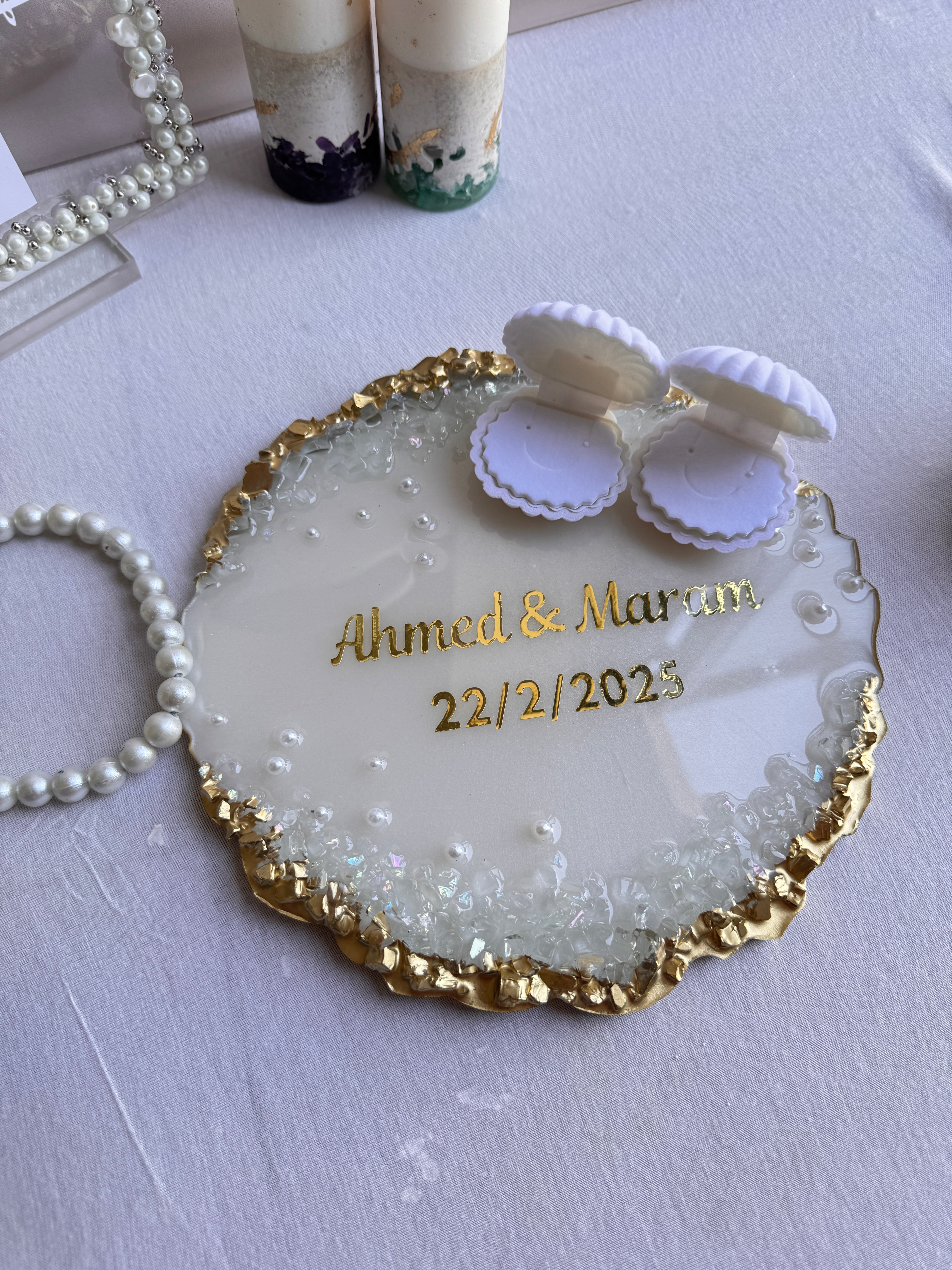 Engagement/Wedding Tray with ring holders