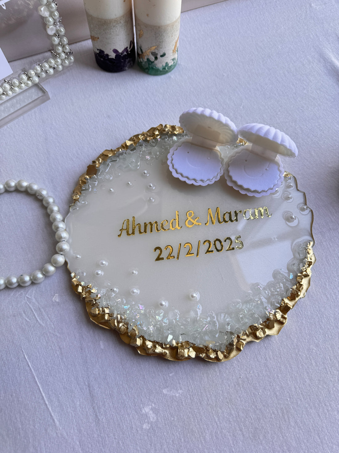 Engagement/Wedding Tray with ring holders