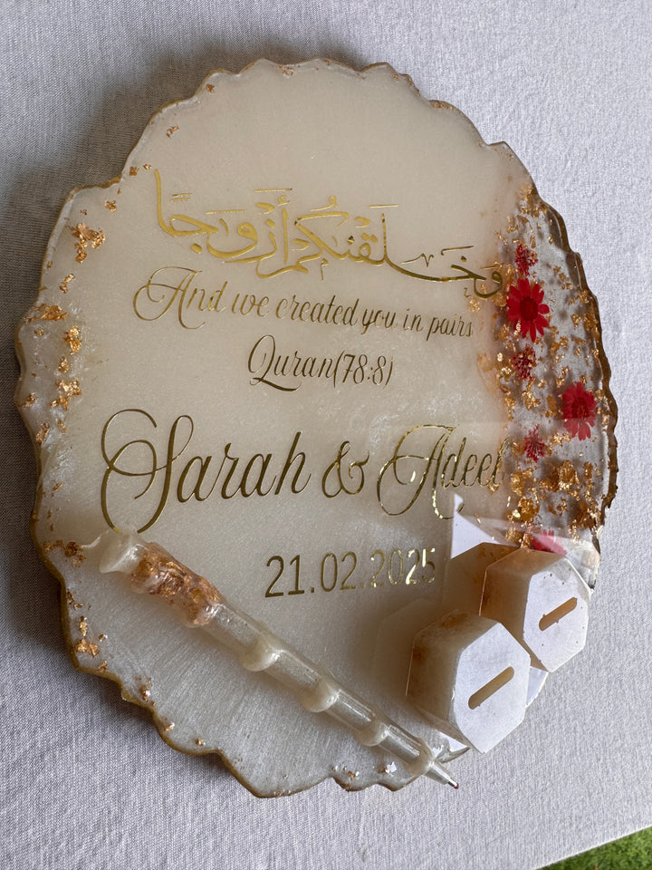 Engagement/Wedding Tray with ring holders
