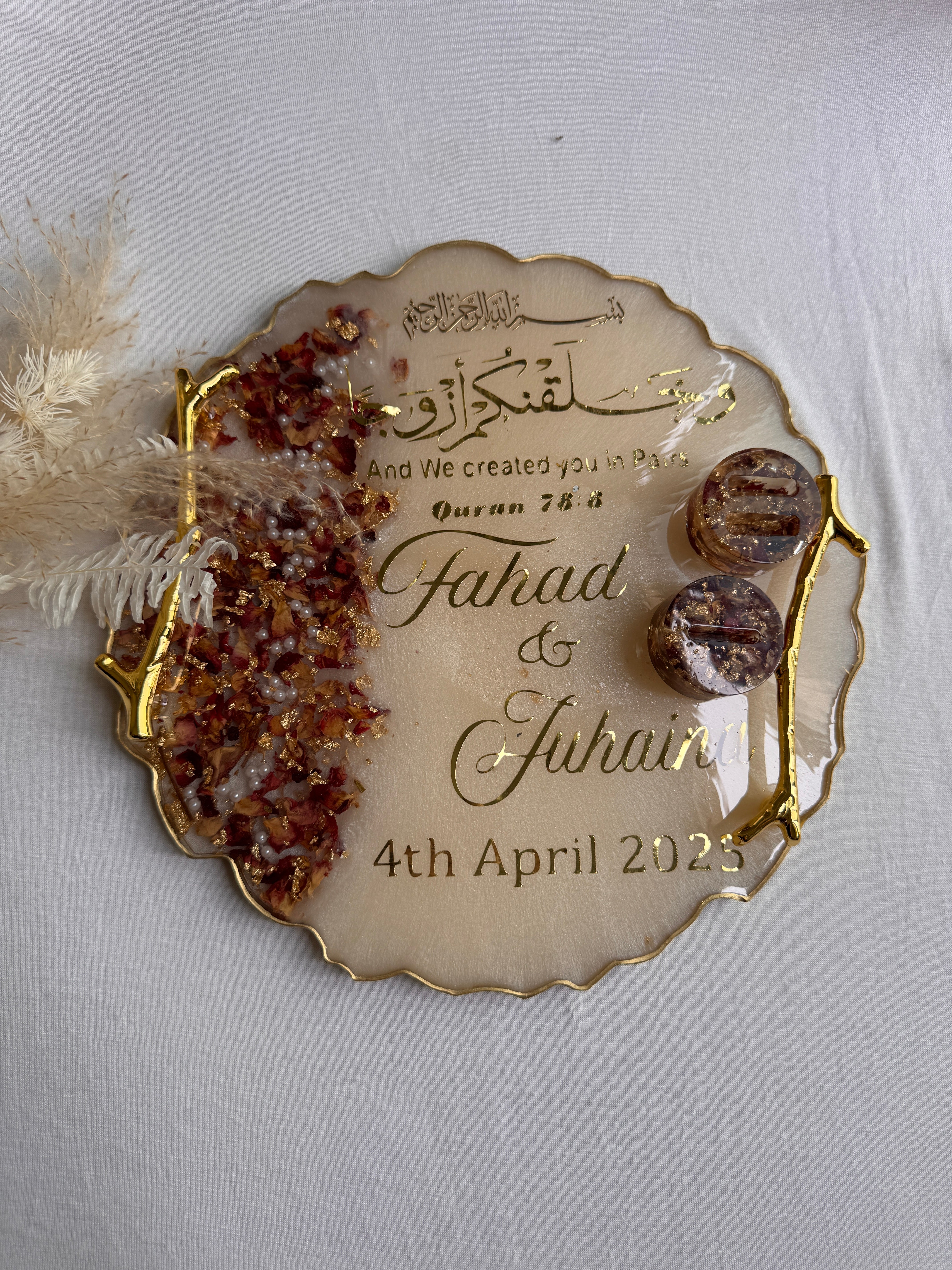 Engagement/Wedding Tray with ring holders