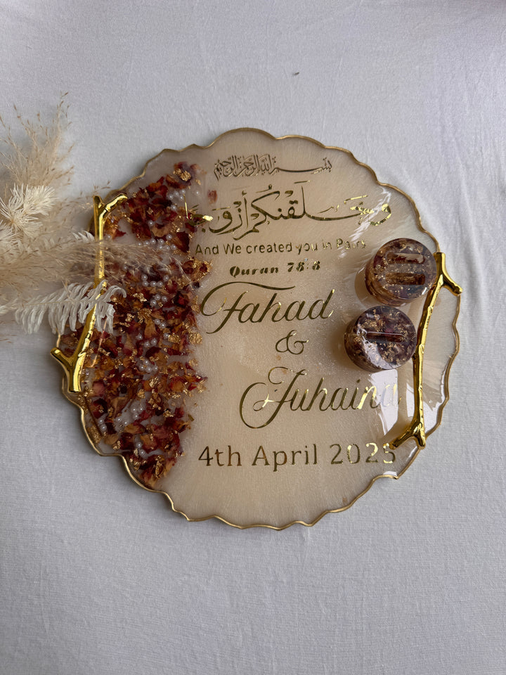 Engagement/Wedding Tray with ring holders